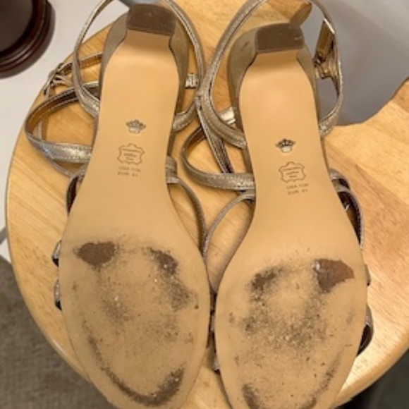 GENAYA  TAUPE SATIN STRAPPY MID-HEEL DRESSY SANDAL - Picture 5 of 6